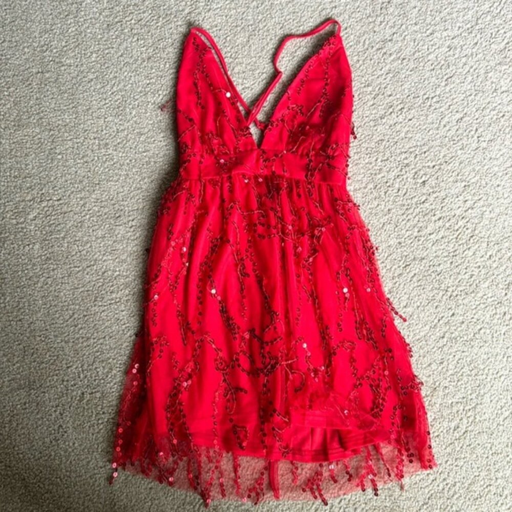Red ally fashions mini sparkly dress